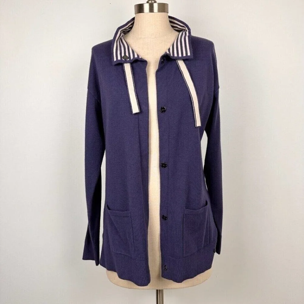 Olsen Women’s Snap Button Mock Neck Sweater Size 4 XS Blue Soft New - Picture 8 of 14